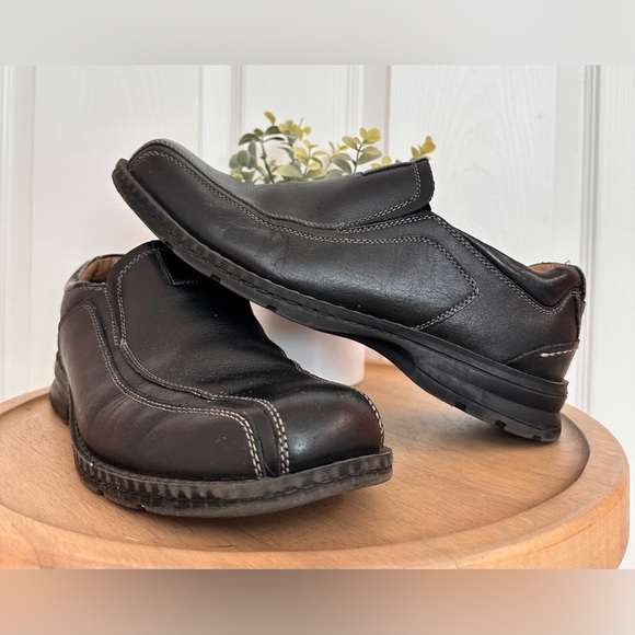 DOCKERS ~ Black Leather Stitched Slip-On Shoes with Comfort Insoles size 11 - Picture 3 of 7
